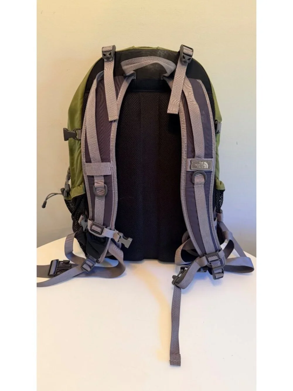 The North Face Big Shot Backpack Green With Gray Straps Outdoor Hiking